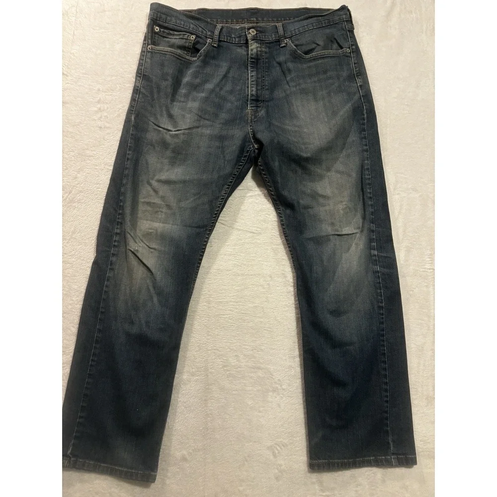 Levis 505 Blue Jeans Mens Size‎ 38x30 Classic Straight Fit Cotton Distressed
